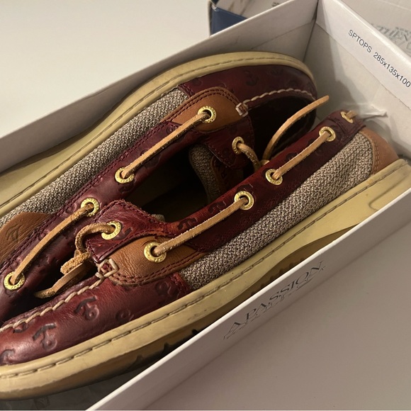 Sperry Top Siders sz 8 Cordovan Anchor emboseed Angelfish - Picture 2 of 5